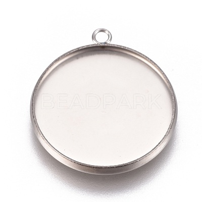 Non-Tarnish 304 Stainless Steel Pendant Cabochon Settings STAS-G127-13-20mm-P-1