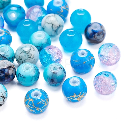 10 Style Spray Painted & Drawbench Transparent & Baking Paint Glass Beads GLAA-YW0001-26B-1