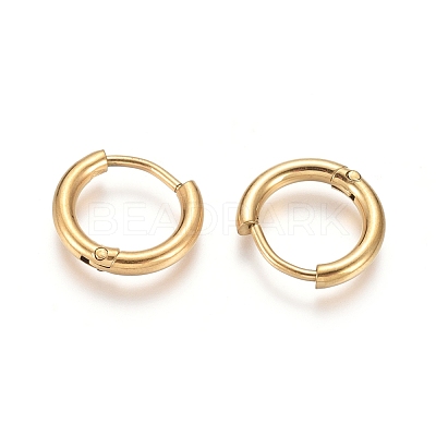 Ion Plating(IP) 304 Stainless Steel Huggie Hoop Earrings X-EJEW-F111A-13mm-G-1