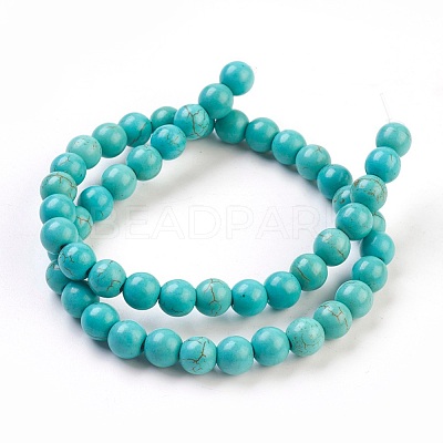 1 Strand Synthetic Turquoise Round Beads Strands X-TURQ-G106-8mm-02D-1
