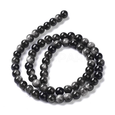 Natural Silver Obsidian Beads Strands X-G-D083-01D-1