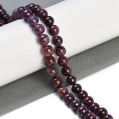 Natural Gemstone Ruby Round Beads Strands G-O017-7mm-06-1