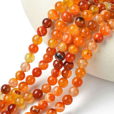 Natural Striped Agate/Banded Agate Beads Strands G-I254-03B-02-1