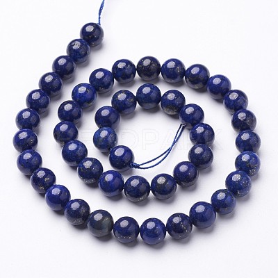 Dyed Grade A Natural Lapis Lazuli Beads Strands X-GSR8mmC123-1