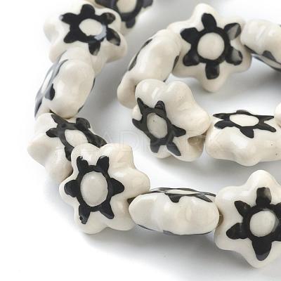 Handmade Porcelain Flower Beads Strands PORC-G006-16A-1