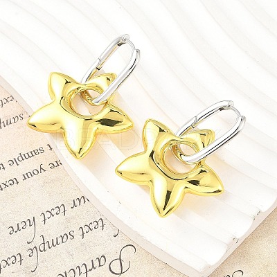 Star Brass Hoop Earrings for Women EJEW-U057-06C-03GP-1