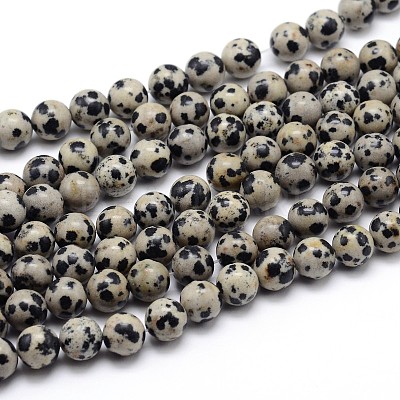 Natural Dalmatian Jasper Round Bead Strands G-J303-19-4mm-1