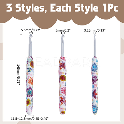 3Pcs 3 Styles Aluminum Crochet Hooks AJEW-WR0003-10-1