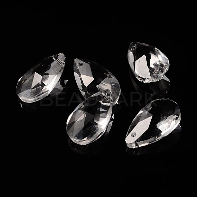 Faceted Teardrop Glass Pendants GLAA-O008-A13-1