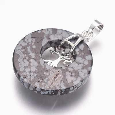 Natural Snowflake Obsidian Pendants G-F573-C09-1