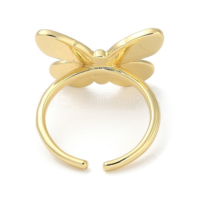 Butterfly Rack Plating Brass Cuff Finger Rings For Women RJEW-C114-04G-1