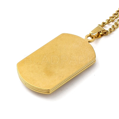 Jesus Rectangle Tag 201 Stainless Steel Pendant Necklace with Iron Box Chains NJEW-D048-07G-1