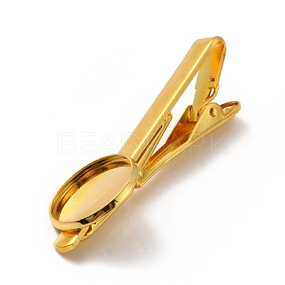 Brass Tie Bar Clips Tie Pins with Blank Cabochon Settings KK-A159-01G-1