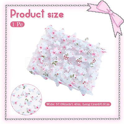 Gradient 3D Butterfly Polyester Gauze Fabric AJEW-WH20006-148A-1