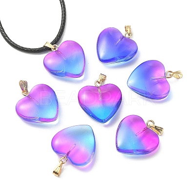 Two Tone Transparent Glass Pendants GLAA-YW0003-02B-1