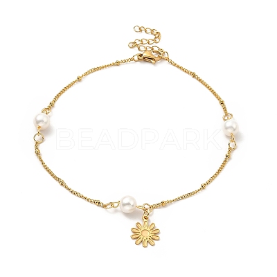 CCB Pearl Link Anklet AJEW-C021-04G-1