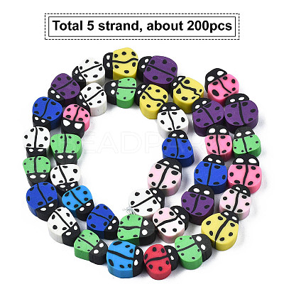 5 Strands Handmade Polymer Clay Beads CLAY-SC0001-45A-1