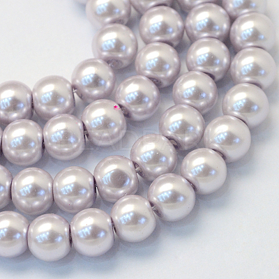 Baking Paint Pearlized Glass Pearl Round Bead Strands HY-Q003-10mm-25-1