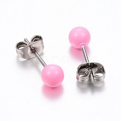 304 Stainless Steel Spray Painted Stud Earrings LS-EJEW-H353-07-F-1