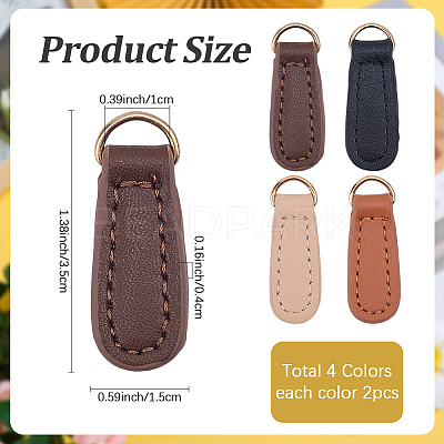 8Pcs 4 Colors Leather Zipper Heads FIND-CL0001-34-1