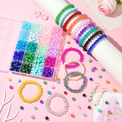 1000Pcs 40 Colors Baking Paint Imitation Jade Glass Round Beads DGLA-YW0001-32-1
