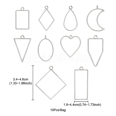 10Pcs Alloy Open Back Bezel Pendants PALLOY-YWC0002-02P-1