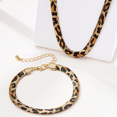 Alloy Leopard Print Snake Chain Necklaces & Bracelets Sets FS-WGE503A-01-1