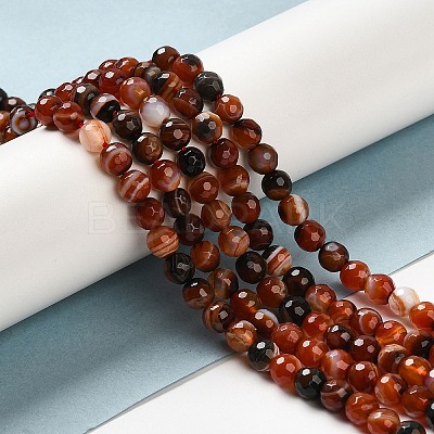 Natural Striped Agate/Banded Agate Beads Strands G-A246-8mm-12-1