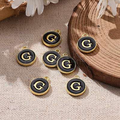 Golden Plated Alloy Charms LS-ENAM-S118-02G-1