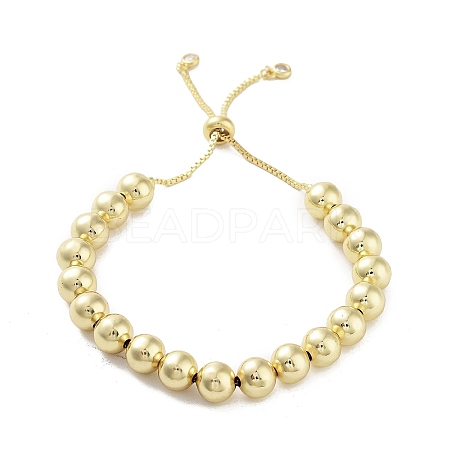 Adjustable Brass Round Beaded Slider Bracelets BJEW-D039-31C-G-1