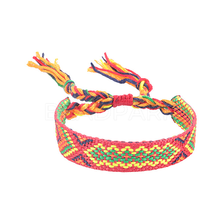 Polyester-cotton Braided Rhombus Pattern Cord Bracelet FIND-PW0013-001A-22-1