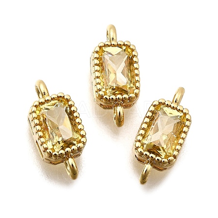 Real 18K Gold Plated Brass Micro Pave Cubic Zirconia Links Connectors ZIRC-L100-009G-05-1
