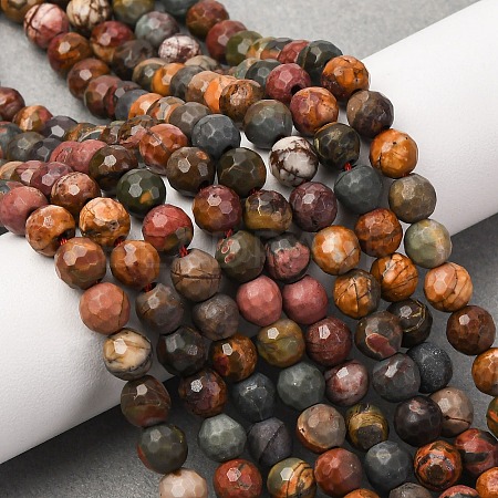 Natural Polychrome Jasper/Picasso Stone/Picasso Jasper Beads Strands G-E571-25A-1