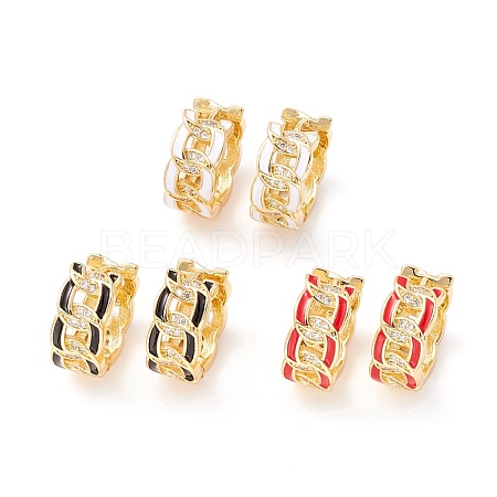 Real 18K Gold Plated Cubic Zirconia Huggie Hoop Earrings EJEW-I260-19G-NR-1