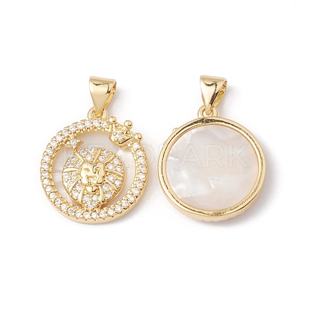Rack Plating Brass Shell Pendants KK-D087-25G-05-1