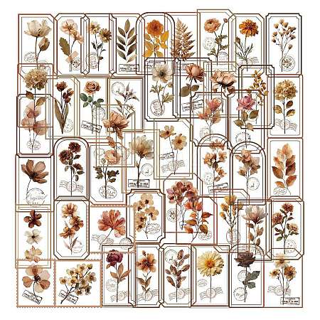 50Pcs Flower PET Stickers STIC-T0001-16-1