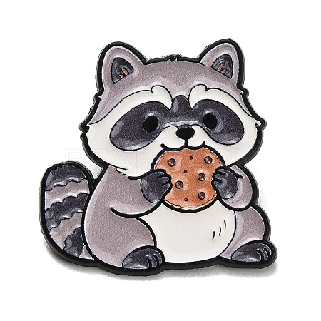 Cute Raccoon Eating Cookie Enamel Pins JEWB-K040-05EB-1