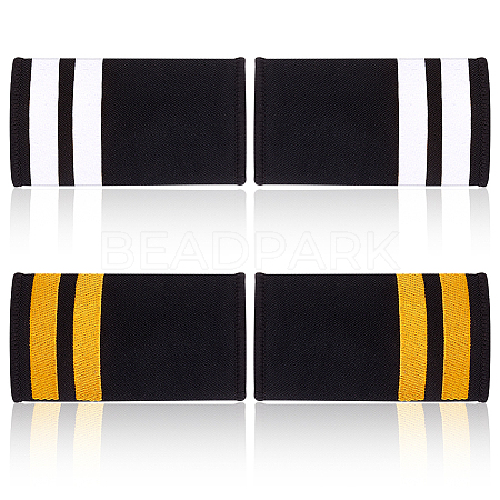 AHADERMAKER 4 Pairs 2 Colors Rectangle Polyester Pilot Epaulettes FIND-GA0003-89-1