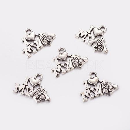 Tibetan Style Alloy Puppy Pendants TIBEP-0399-S-FF-1