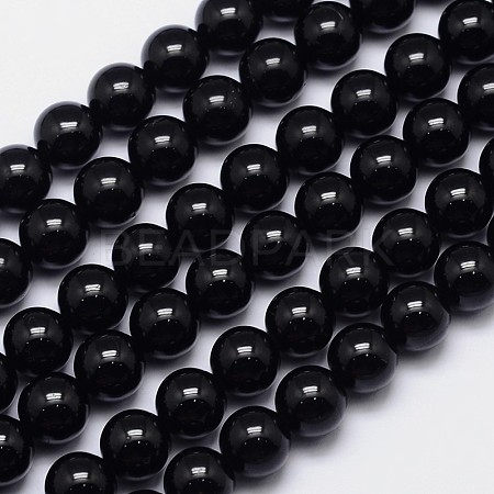 Natural Black Tourmaline Round Bead Strands G-I160-01-10mm-1