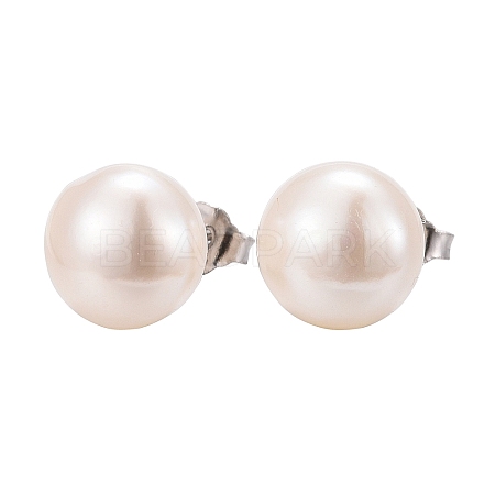 Valentine Presents for Her 925 Sterling Silver Ball Stud Earrings EJEW-D029-9mm-2-1