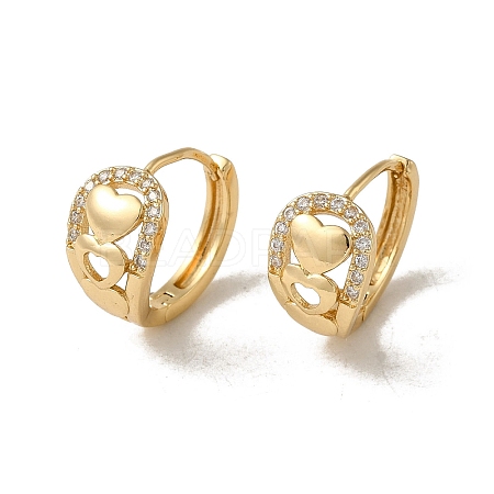 Brass Micro Pave Cubic Zirconia Hoop Earring EJEW-L271-05KCG-03-1