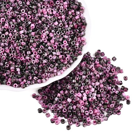 Opaque Picasso Cylinder Glass Beads SEED-Q039-06A-09-1
