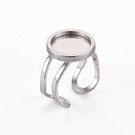 201 Stainless Steel Cuff Pad Ring Settings X-STAS-S080-040B-P-1