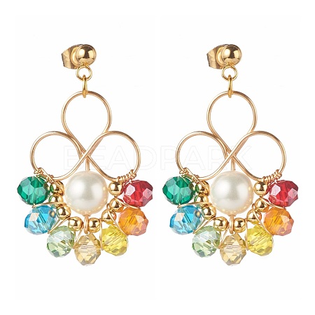 Flower Colorful Glass Beads Dangle Earrings for Girl Women X1-EJEW-TA00010-1