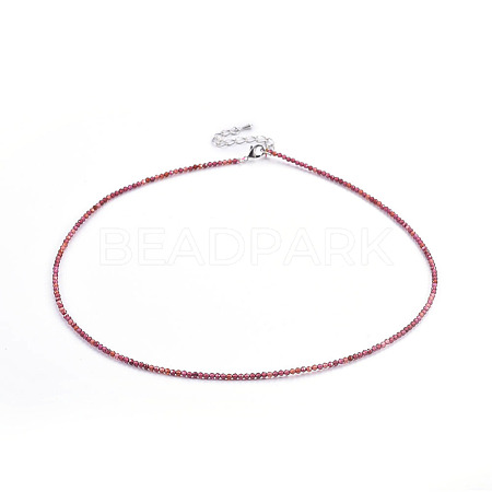 Natural Garnet Beaded Necklaces NJEW-F245-A10-1