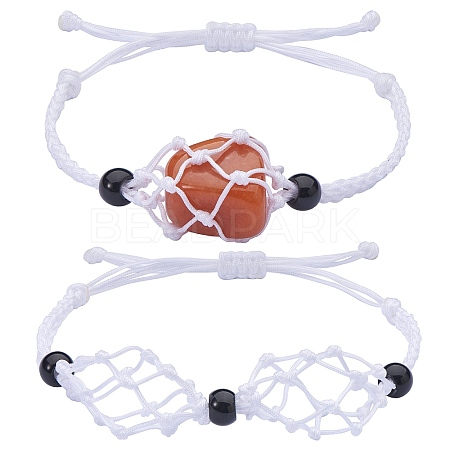 Adjustable Braided Nylon Cord Macrame Pouch Bracelet Making AJEW-SW00013-16-1