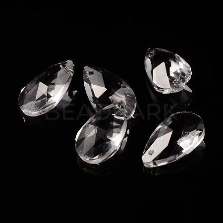 Faceted Teardrop Glass Pendants GLAA-O008-A13-1