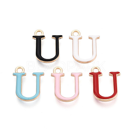 Rack Plating Alloy Enamel Pendants ENAM-T024-53U-G-1