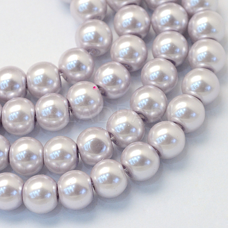 Baking Paint Pearlized Glass Pearl Round Bead Strands HY-Q003-10mm-25-1